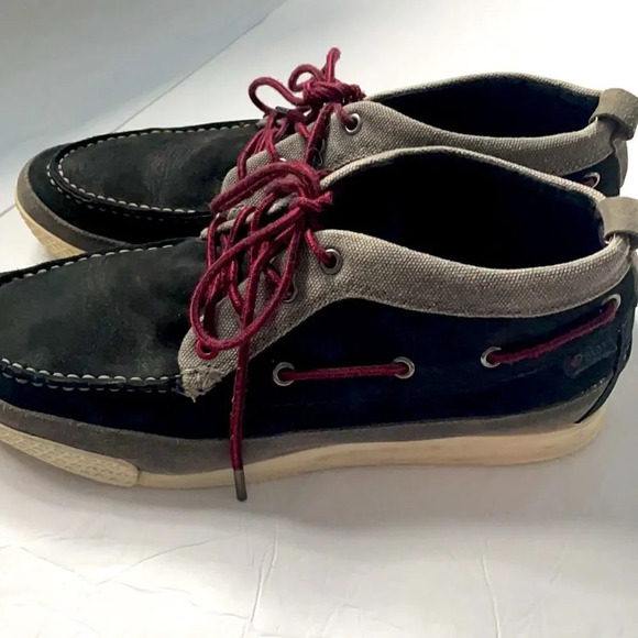Pajar Canada hightop suede leather boat shoe Men’s size 12-12 1/2 Navy and gray - Picture 4 of 9